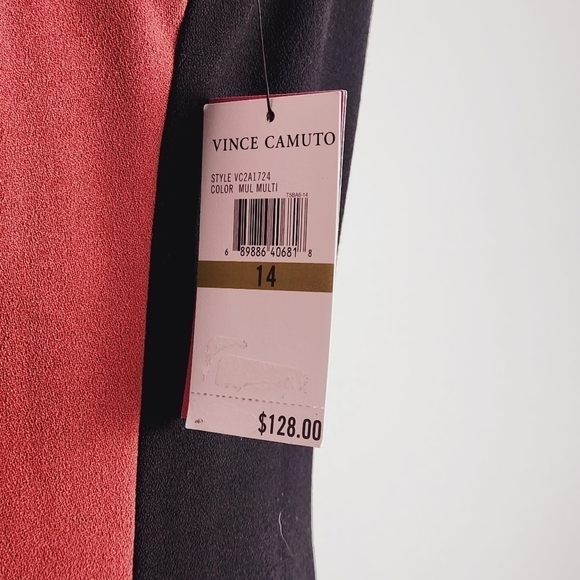 Vince Camuto Color Block Sheath Sleeveless Burnt Orange Black Brown Size: 14 - Picture 6 of 12